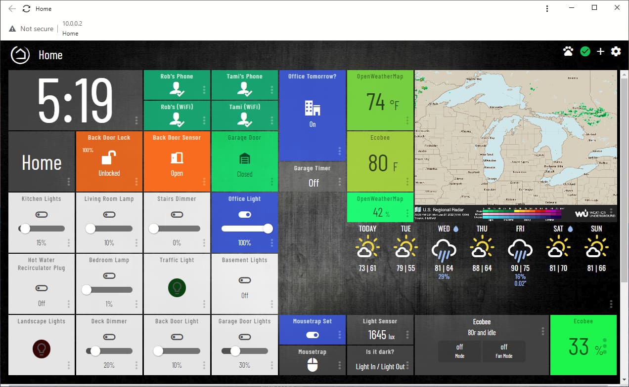 Hubitat C8 Dashboard 