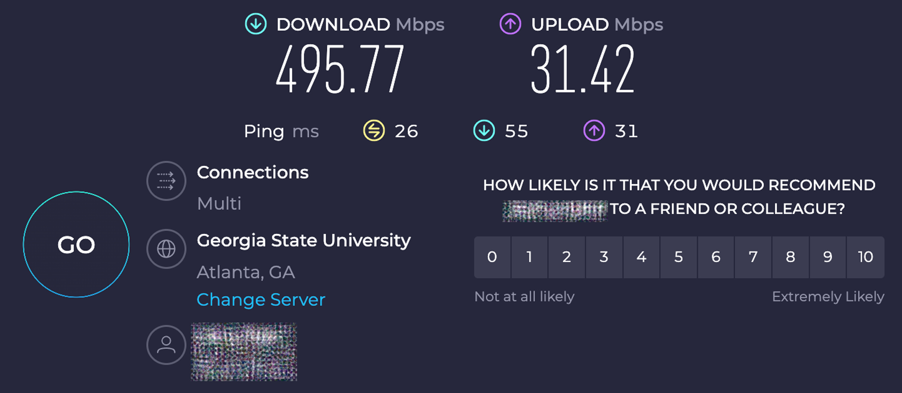 network wifi speed test results