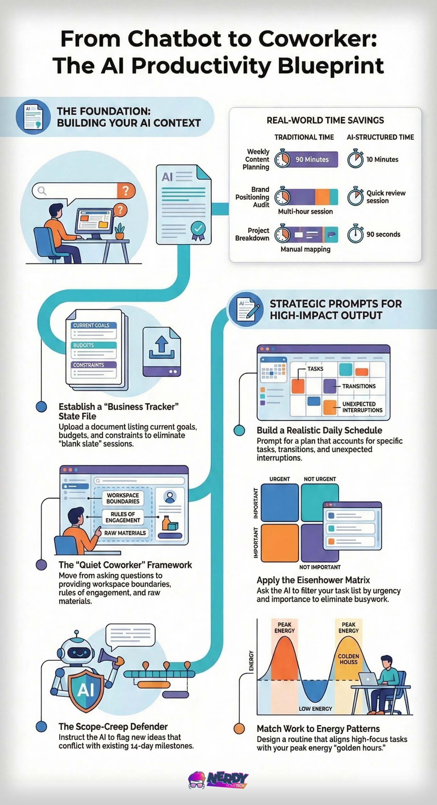 Infographic Showing How To Use Ai For Small Business Productivity.