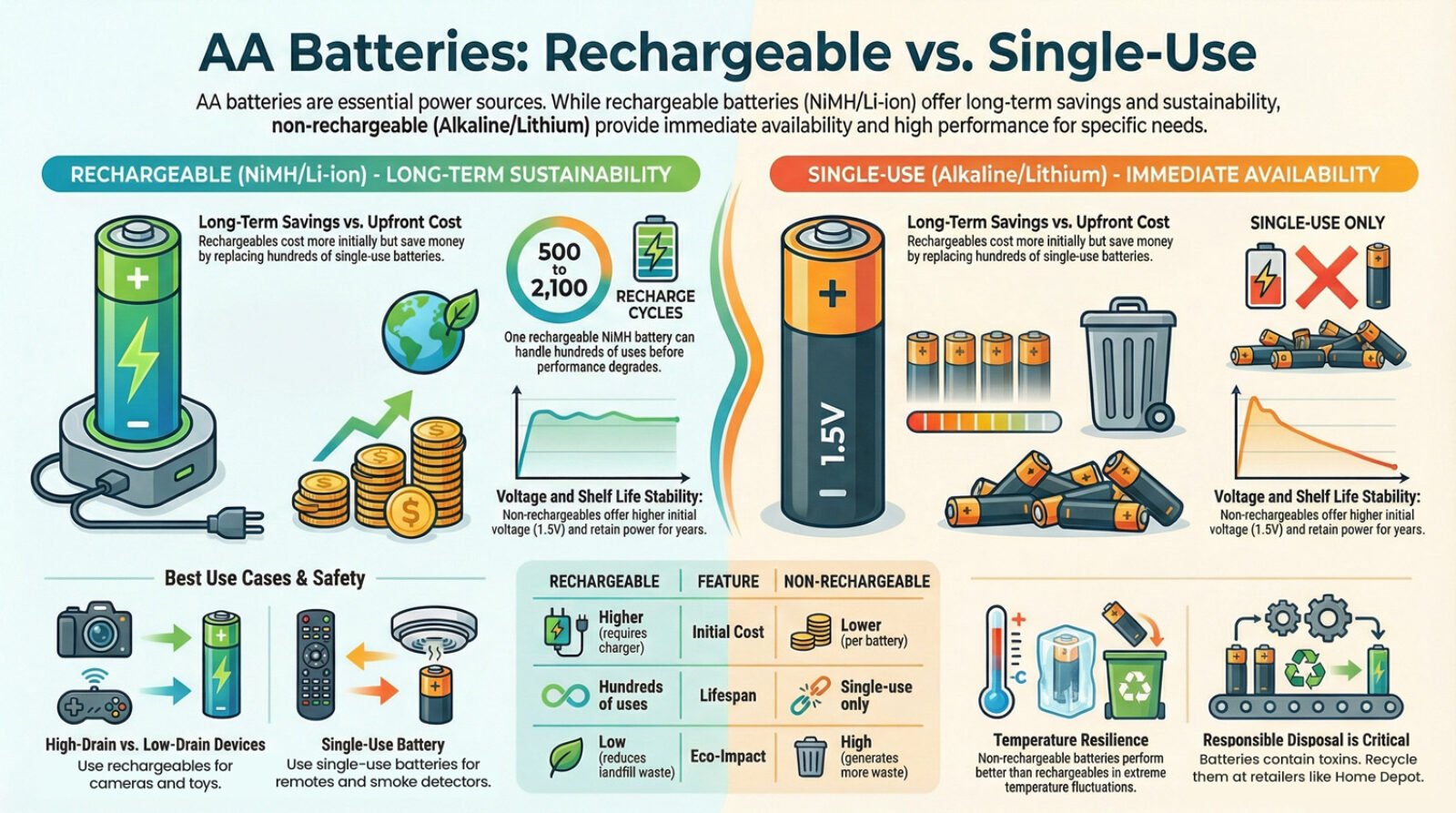 Rechargeable Aa Batteries Vs Conventional Aa Batteries From Nerdy Home Tech