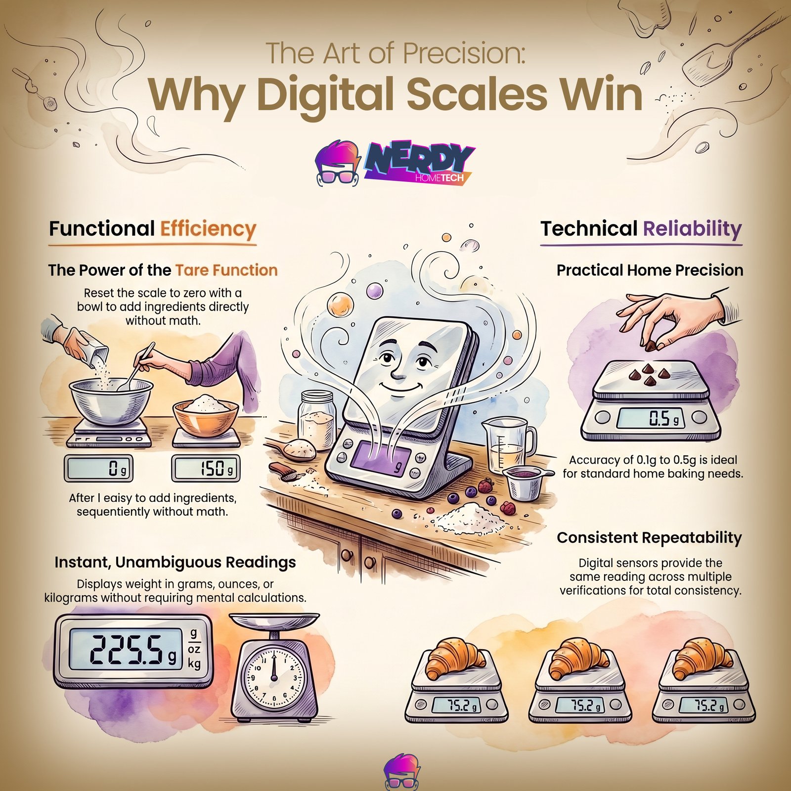 How To Find The Perfect Kitchen Scale For Your Needs 2 The Art Of Precision: Why Digital Scales Win. A Guide From Nerdy Home Tech.