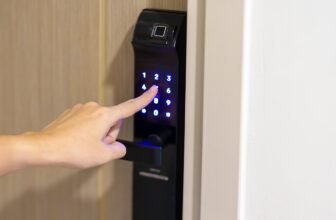 Hand Press Pin Number For Smart Digital Door Lock While Open