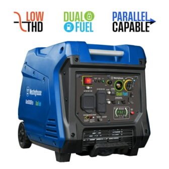 Westinghouse 5000 Peak Watt Portable Dual Fuel Inverter Generator, Recoil Start, Gas/Propane